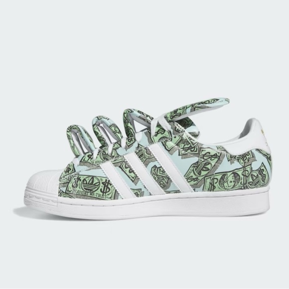 JEREMY SCOTT X ADIDAS 👟 MONEY PRINT 💵 SUPERSTAR SHOES NWT - Picture 6 of 9